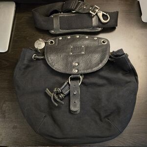 Vintage Will Leather Goods Eugene, Oregon Black Biker Drawstring Crossbody Bag